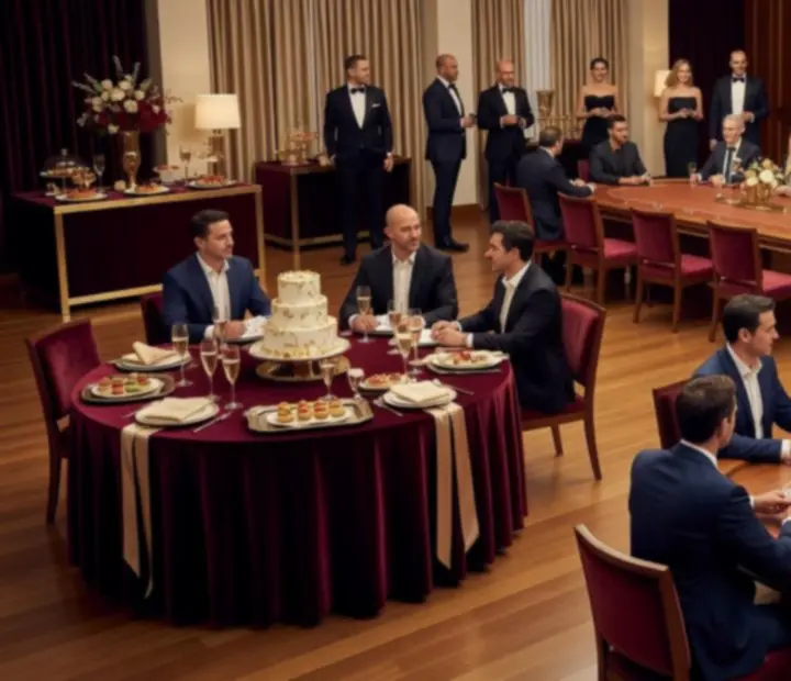 Elegancka sala restauracyjna z kilkoma profesjonalnymi stołami pokerowymi przygotowanymi na wieczorny event