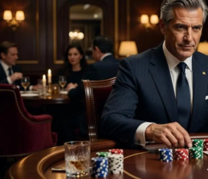Gospodarz VIP witający gości podczas ekskluzywnego wieczoru pokerowego