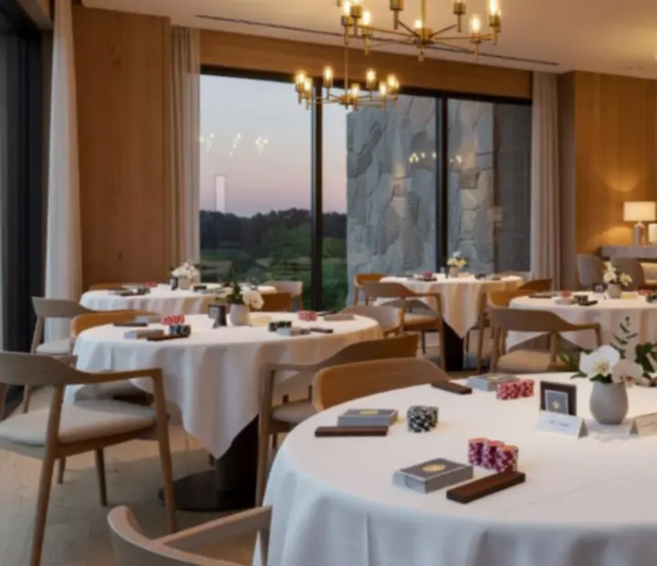 Luksusowy wystrój restauracji przygotowanej na wieczór pokerowy