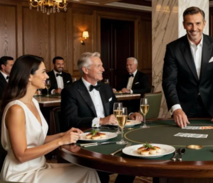 Stylowa kolacja w restauracji połączona z pokerową animacją