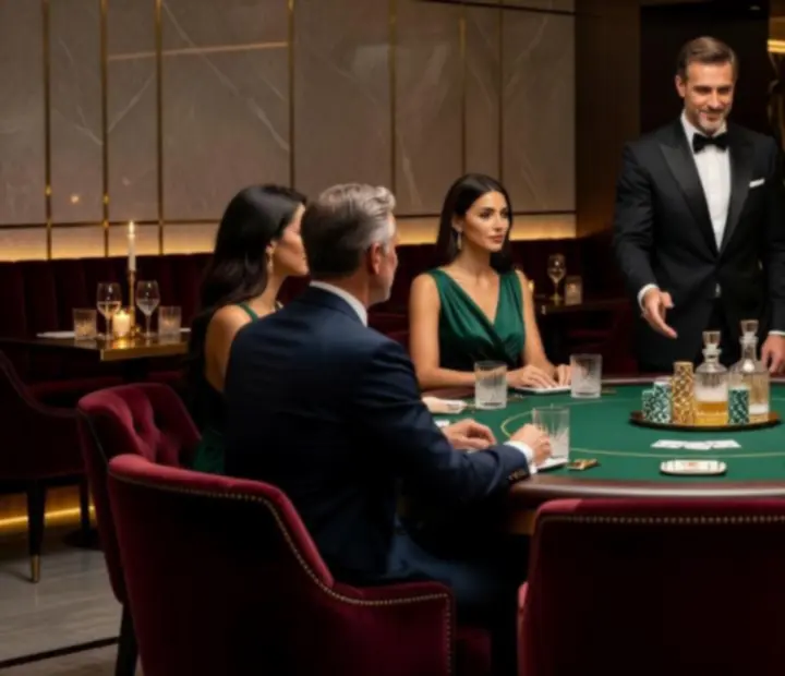 Ekskluzywny wieczór VIP przy profesjonalnych stołach pokerowych w eleganckiej restauracji